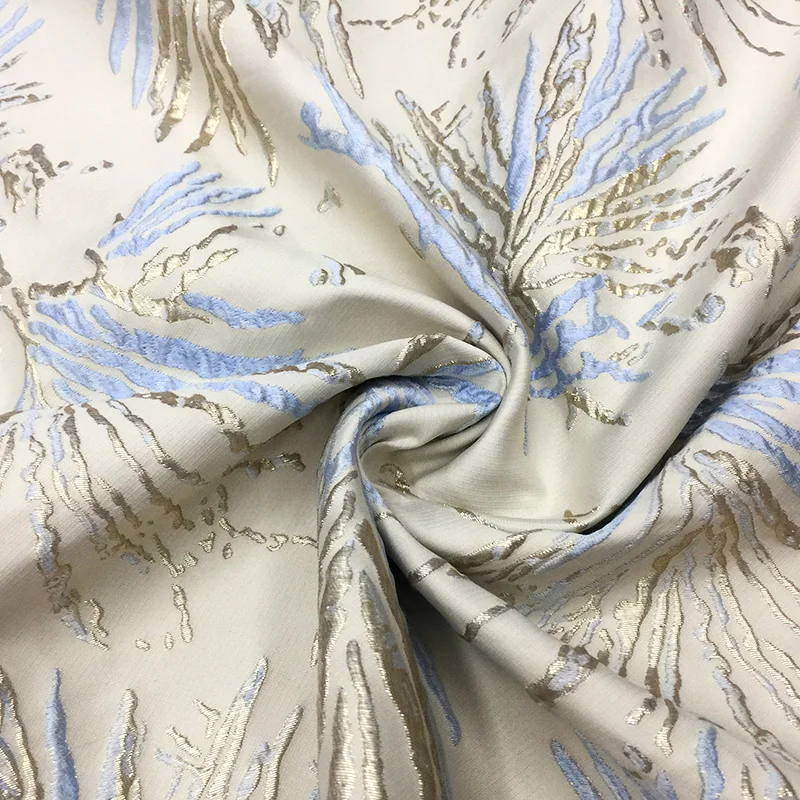 

Jacquard Bronzing Fabric French Fashion Brand Design for Dress Windbreaker Spring Summer Cloth by the Meter Diy Sew Wholesale