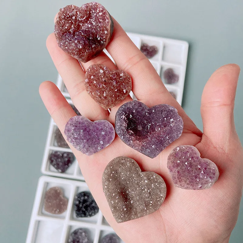 

Натуральный кристалл, аметист в форме сердца, энергетический минеральный камень, камень для домашнего декора, жеодовый Аметист 3-4 см