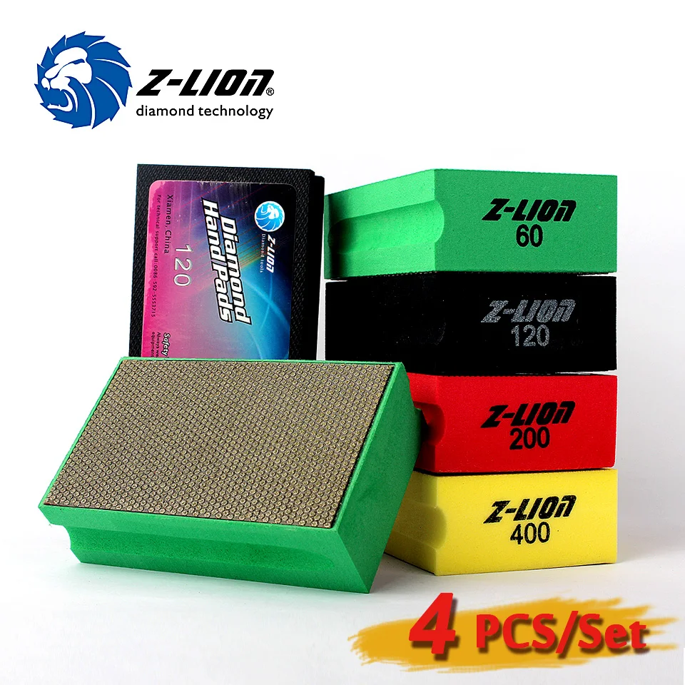 

Алмазная шлифовальная накладка Z-Lion 4 шт./лот, 90*55 мм, профессиональный алмазный инструмент с гальваническим покрытием, Накладка для ручного ...
