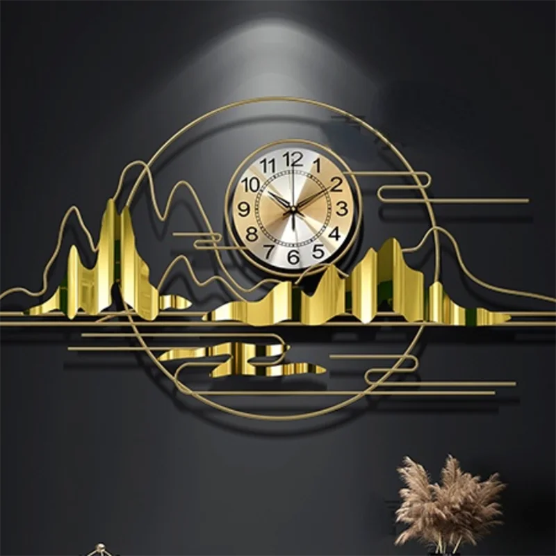 Традиционные китайские настенные золотые металлические роскошные модные часы