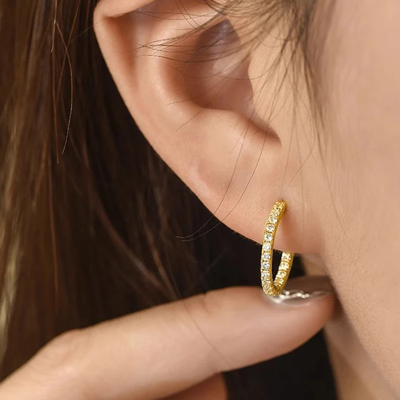 Huitan простой золотистый женские серьги-петли из блестящего циркония ювелирные