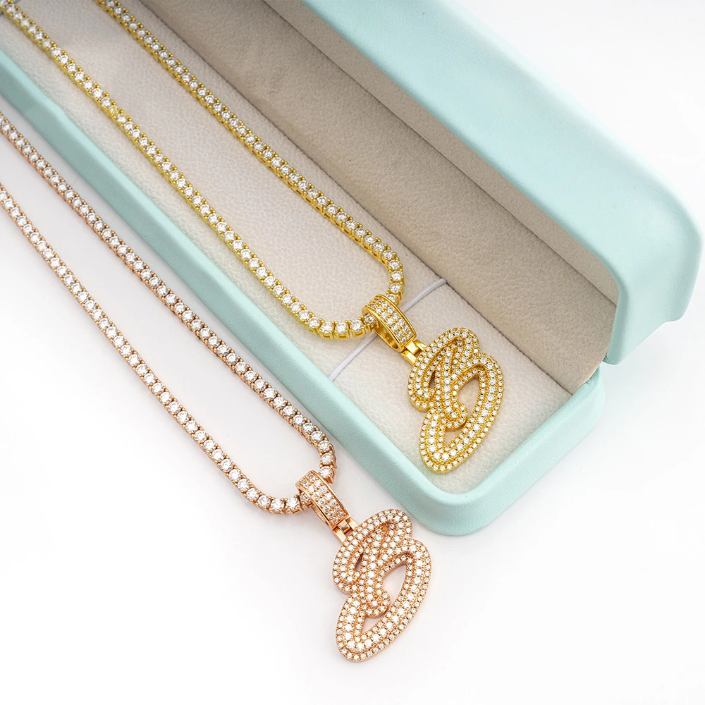 Hip Hop Moissanite Pendant Necklaces For Men S925 Silver Real Diamond Necklace Women Jewelry Pass Tester With GRA