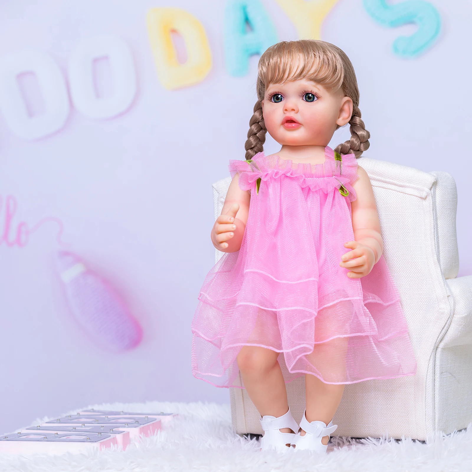 

XMAS GIFT 55CM Already Painted Finished Bebe Reborn Toddler Girl Doll Full Body Soft Silicone Vinyl Betty 3D Skin Soft Kids Toys