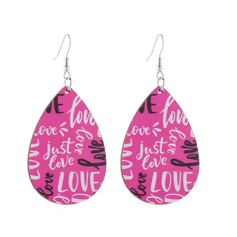 Розовые серьги в форме сердца, романтичные серьги-подвески на День святого Валентина, модные контрастные женские серьги с надписью Love
