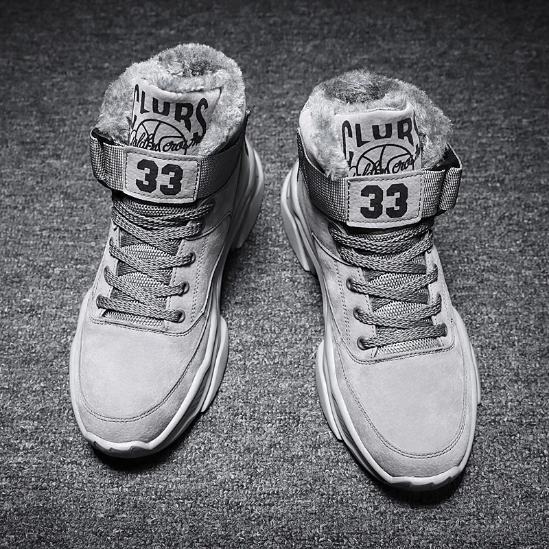 Новинка 2022 мужские зимние теплые меховые плюшевые высокие кроссовки ботильоны