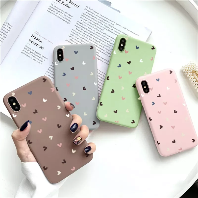 

Factory Direct Selling Color Cute Love Heart Phone Case For iPhone 13 12 11 Pro Max 7 8 Plus X XS Max XR SE 2020 Soft TPU Silico