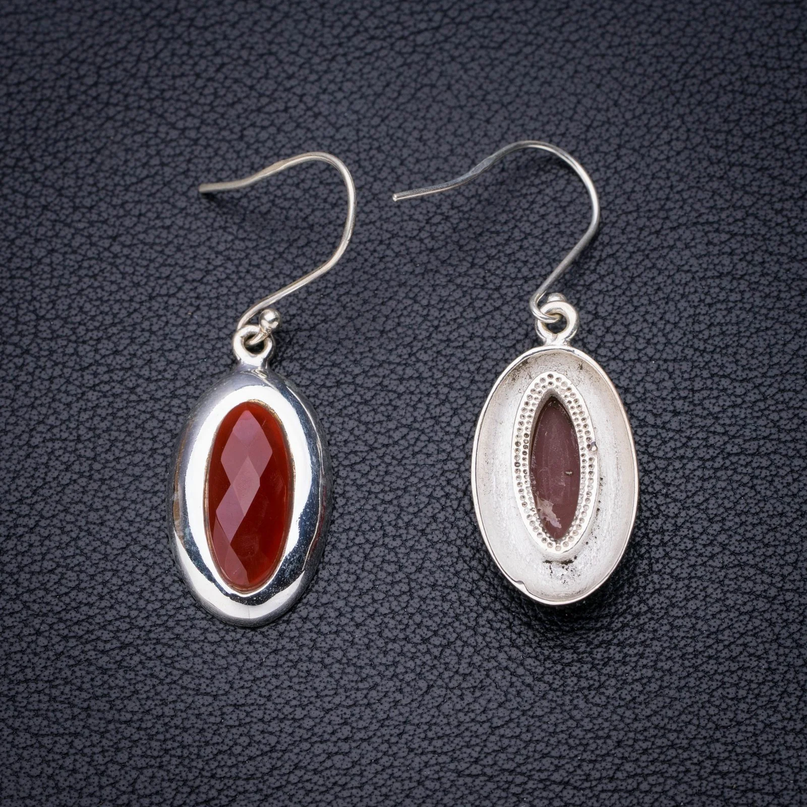 

StarGems Natural Carnelian Handmade 925 Sterling Silver Earrings 1.75" E6913