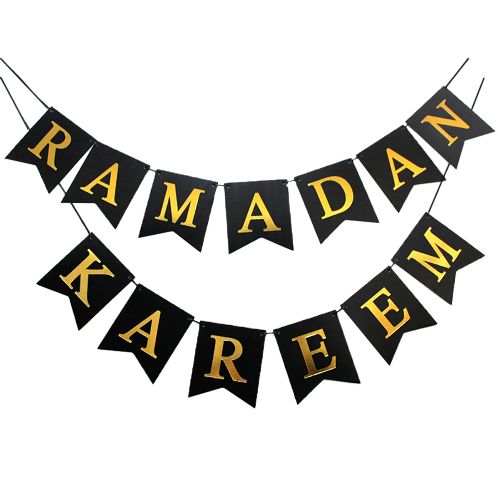 

Eid Mubarak Party Banner Ramadan Bunting Hanging Sign Fireplace Garland Decorations Flag Muslim Supplies Favor