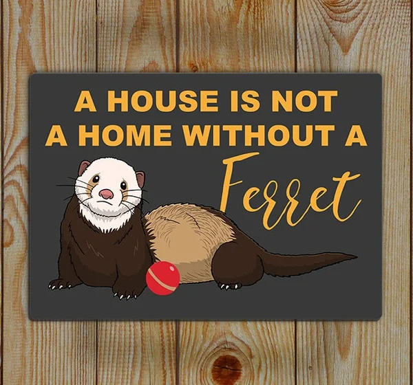 

A House Is Not a Home Without a Ferret- Ferret Tin Sign Tin Wall Art Metal Painting Metal Poster Metal Plaque 20x30cm Poster