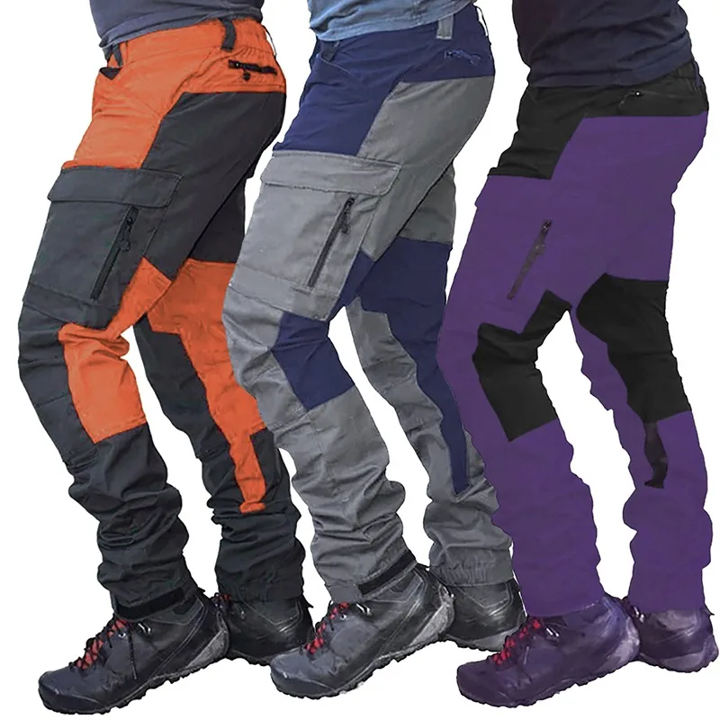 Slim Fit Outdoor Fashion Motorcycle Casual Multi-pocket Overalls Casual Men Block Sports Long Cargo Pants Work Trousers for Men