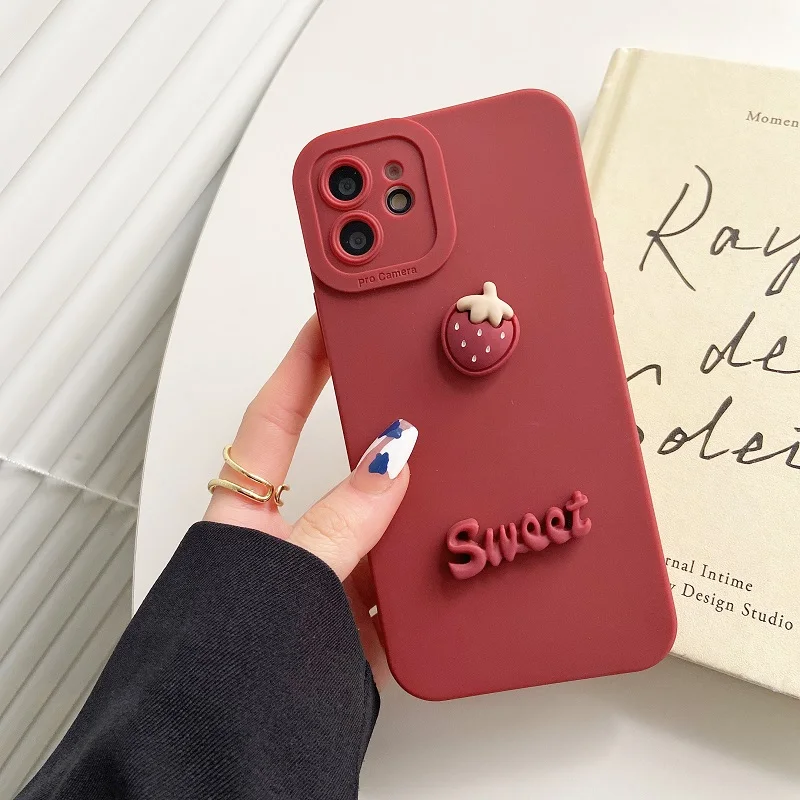 Чехол в виде клубники для iPhone 6 7 8 Plus X XR XS MAX SE 2020 13 12 11 Pro Max мягкий силиконовый