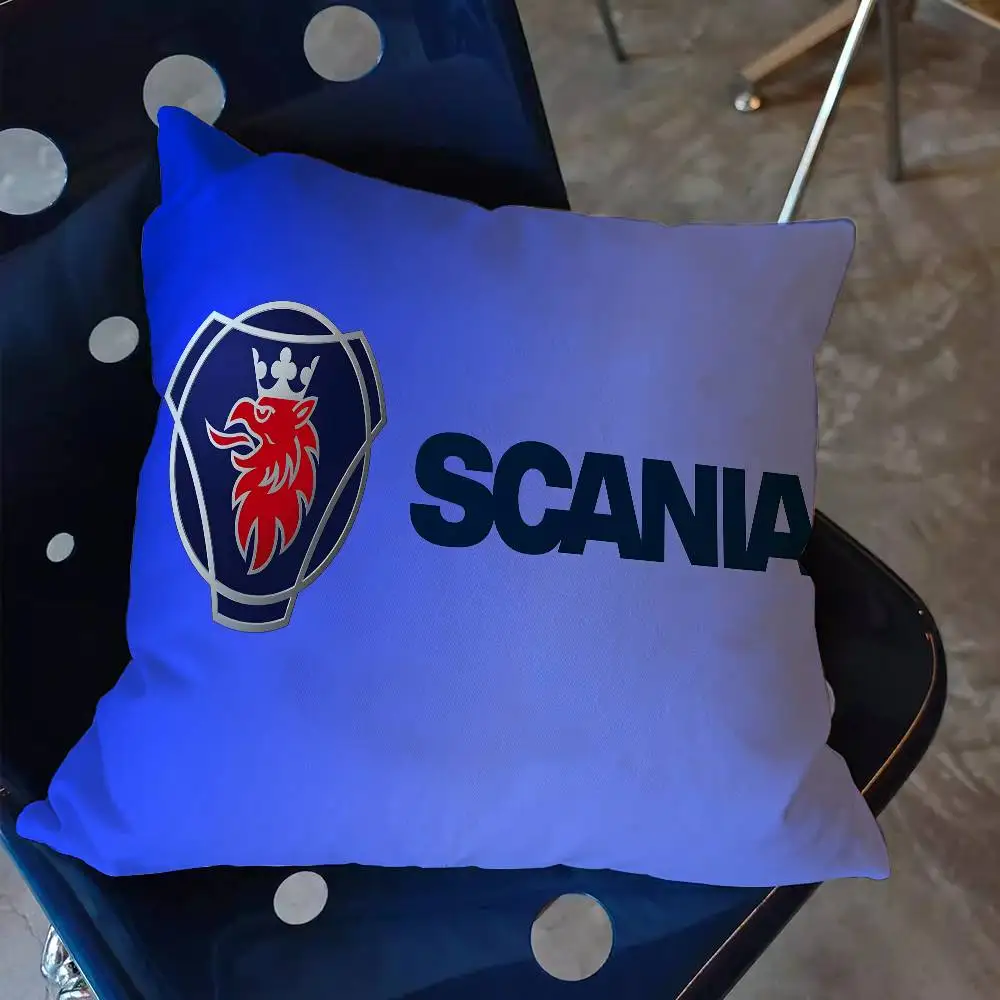 Фото Чехлы для подушек с логотипом S-Scania, декоративные чехлы для дивана с мультяшным рисунком, двусторонняя печать, короткий плюш, милые чехлы для подушек №4