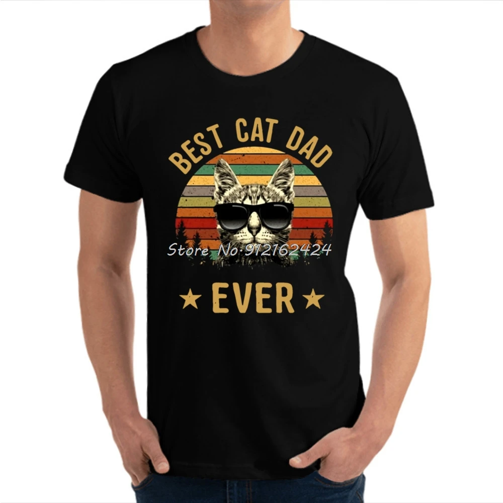 

Best Cat Dad Ever Cute Love Heart Cat Man Tshirts 3D Print Comfortable Tops Tees 100% Cotton Family Tops Tees Plus Size