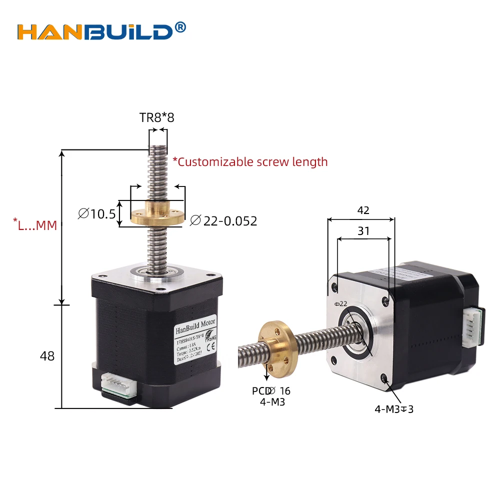 Винтовой двигатель nema17 17HS8401S-T8 Винт L310 мм Бесплатная доставка свинцовая винтовая