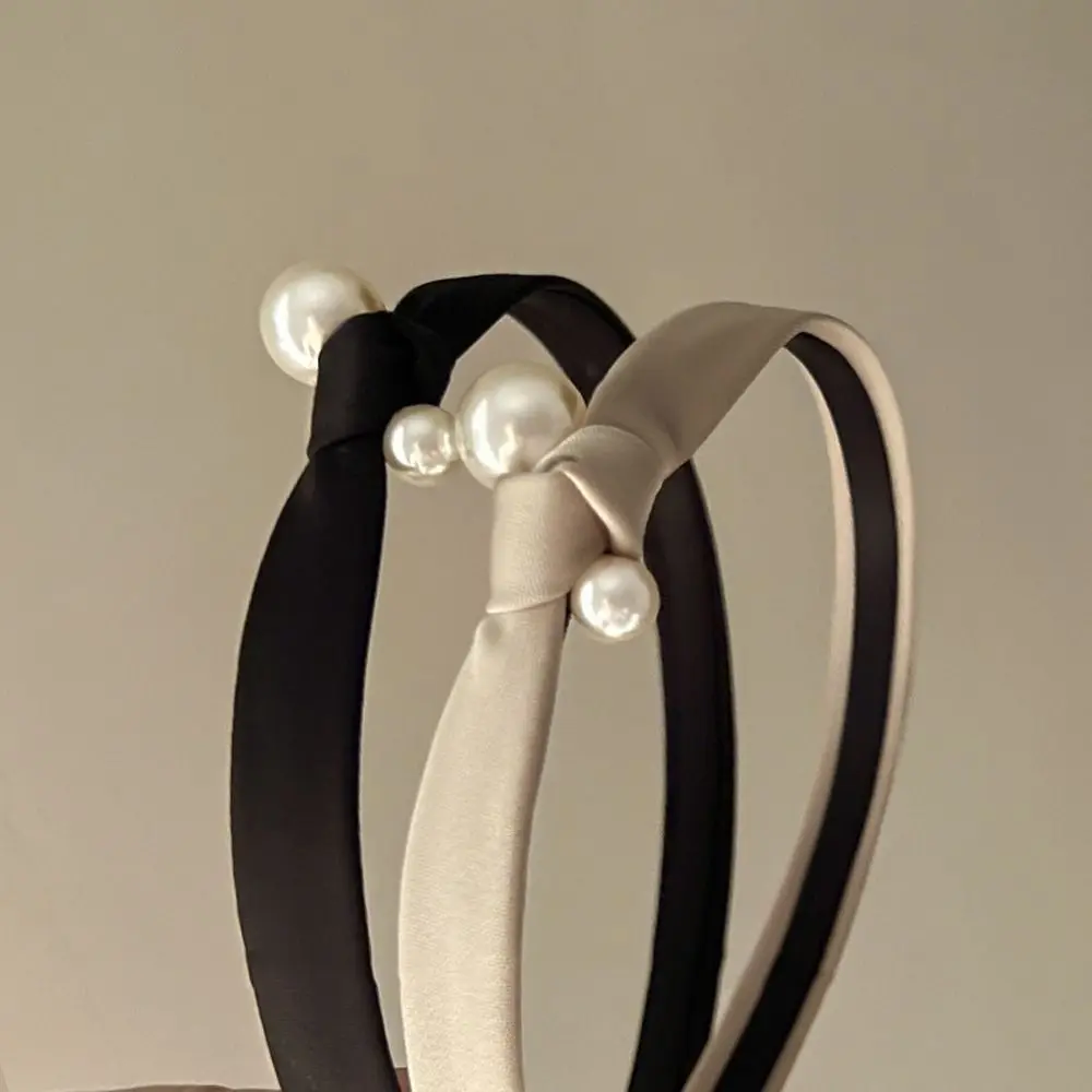 

1 pcs French Vintage Satin Cotton Knotted Pearl Hair Band Korean Sweet Elegant Exquisite Female Hair Hoop Hair Accessories