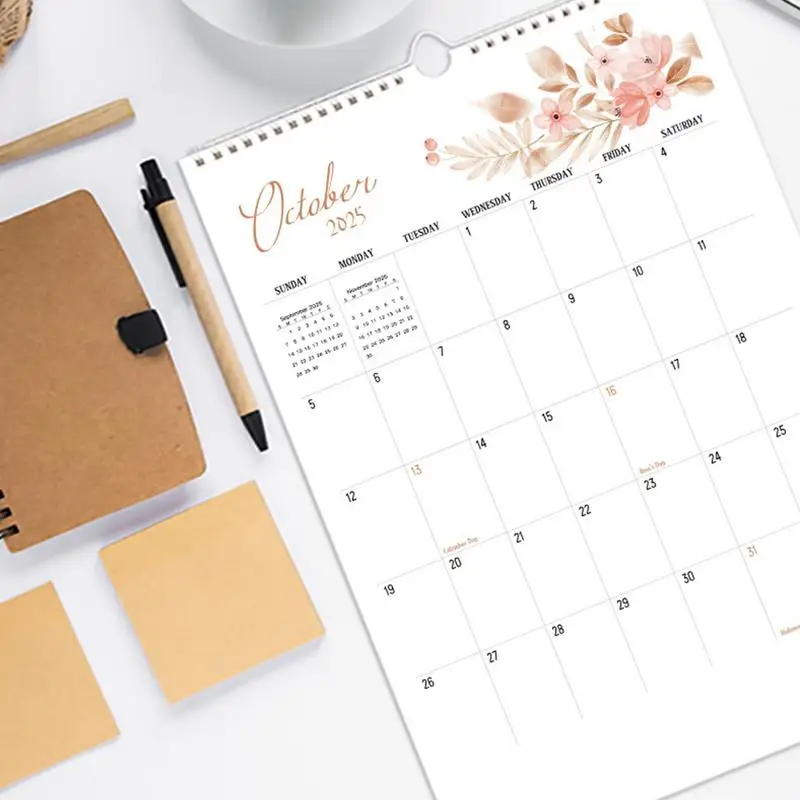 Ежемесячный настенный календарь на 2025–2026 годы. Настольный 14 X 11 дюймов. С января