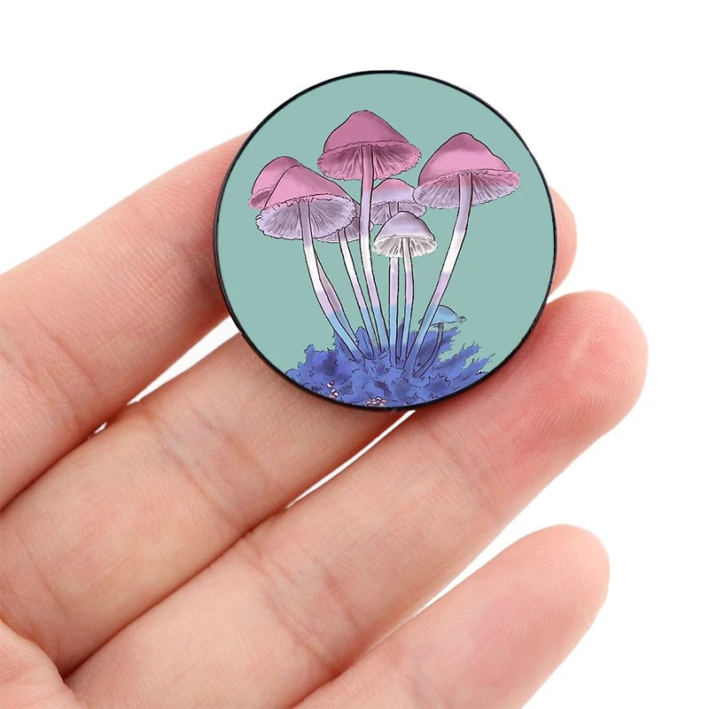 

Bigender mushroom Printed Pin Custom Funny Brooches Shirt Lapel Bag Cute Badge Cartoon enamel pins for Lover Girl Friends