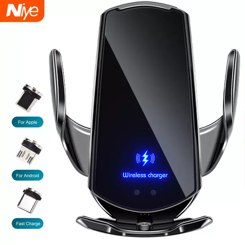 

Automatic 15W Qi Car Wireless Charger for iPhone 13 12 11 XR X 8 Samsung S22 S21 Magnetic USB Infrared Sensor Phone Holder Mount