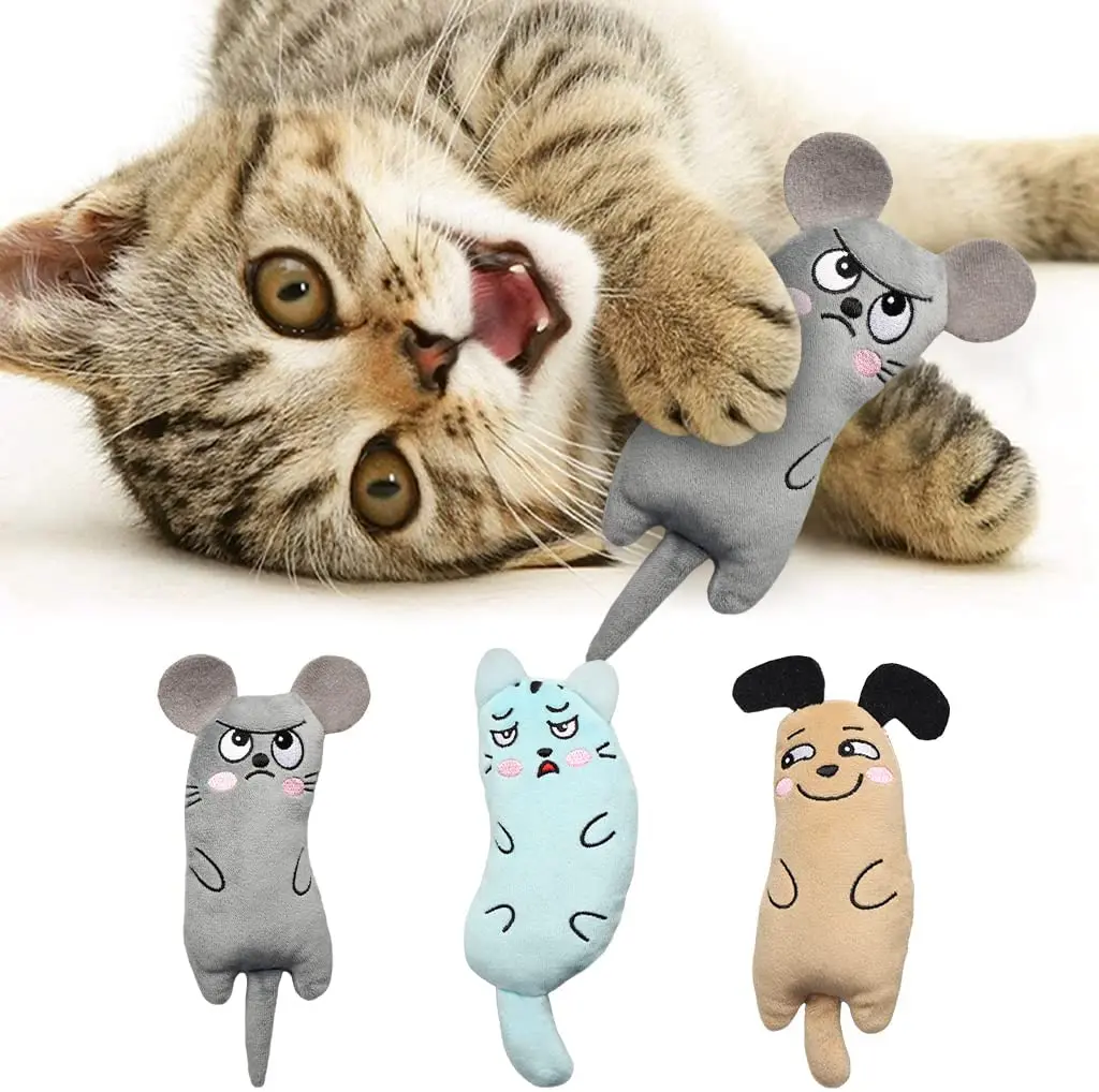 

New Catnip Toys, 3 Pcs Interactive Cartoon Mice Chew Bite Toy for Cat, Kitten Teething