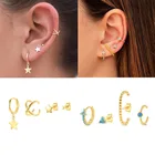 345 шт.комплект, серьги-кольца со звездами