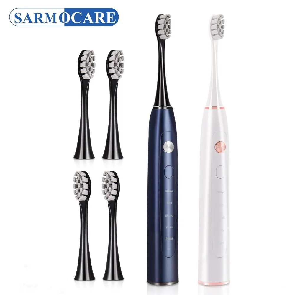 

Электрическая зубная щетка Sarmocare S700 звуковая с зарядкой от USB и 4 сменными насадками