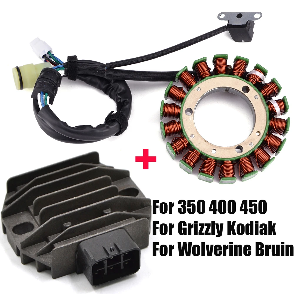 

Voltage Regulator Rectifier + ATV Stator Coil For Yamaha YFM350 YFM400 YFM450 YFM Grizzly Kodiak Wolverine Bruin 350 400 450