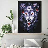 5d diy diamond painting ferocious wolf darkness full square mosaic wolf embroidery kit picture of rhinestones home decoration
