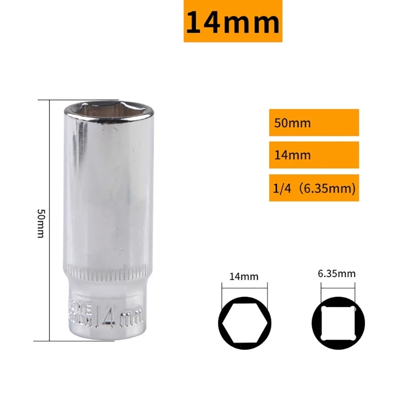 11 шт. 1/4 дюйма шестигранная торцевая головка глубокая ремонтные ключи с храповым