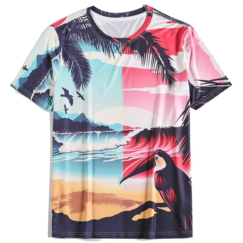 

Футболка мужская с коротким рукавом и 3D-принтом, стильная пляжная одежда для отдыха с волнами, кокосом, подарки на день отца, летняя одежда
