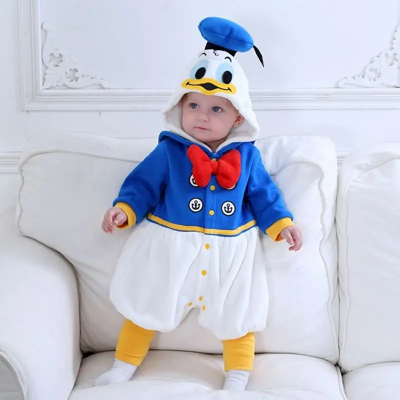 Детский комбинезон с рисунком Дональда Дака пижама осенняя одежда пижамы для