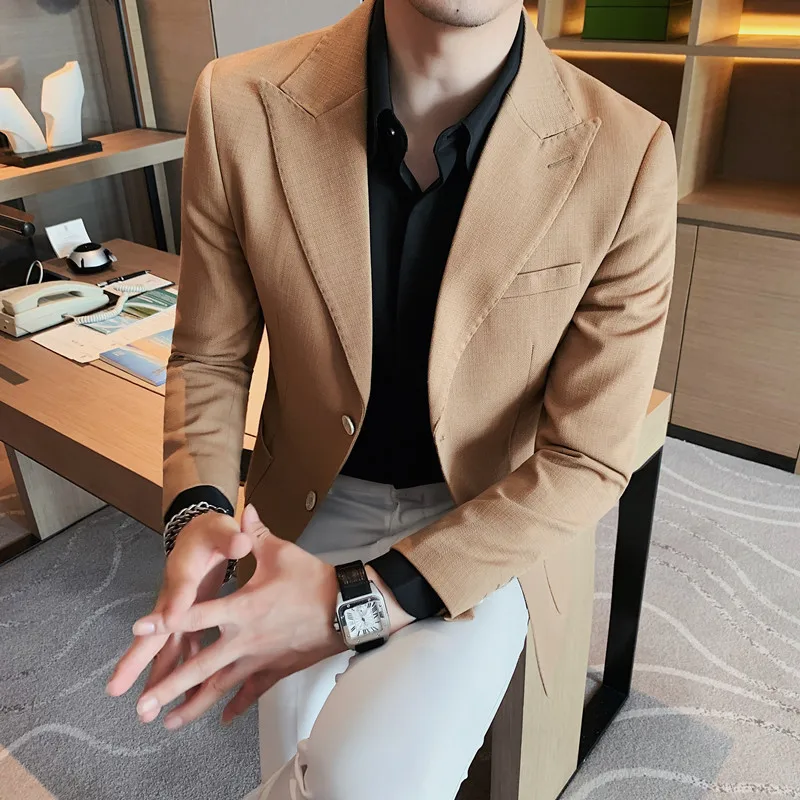 2022 Autumn Business Casual Blazers Men Classic Solid Color Slim Suit Jacket Social Wedding Streetwear Masculino Men Clothing