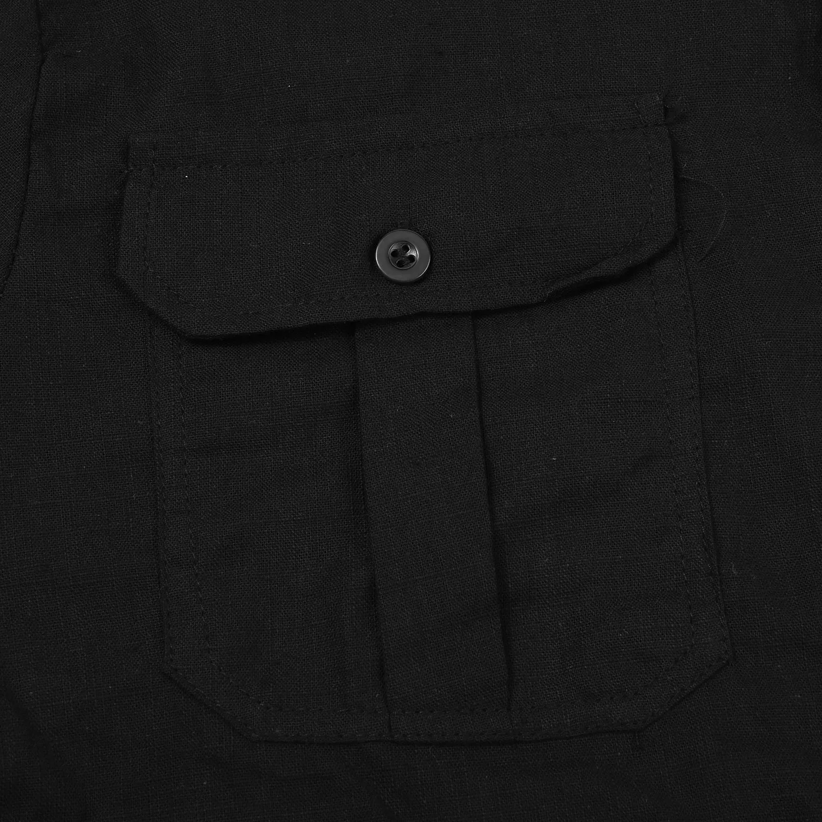 Cotton Linen Men Business 2 Piece Suit Button Shirts Black Long Pants Male Set Workwear Ropa Hombre Social Outfits Conjuntos