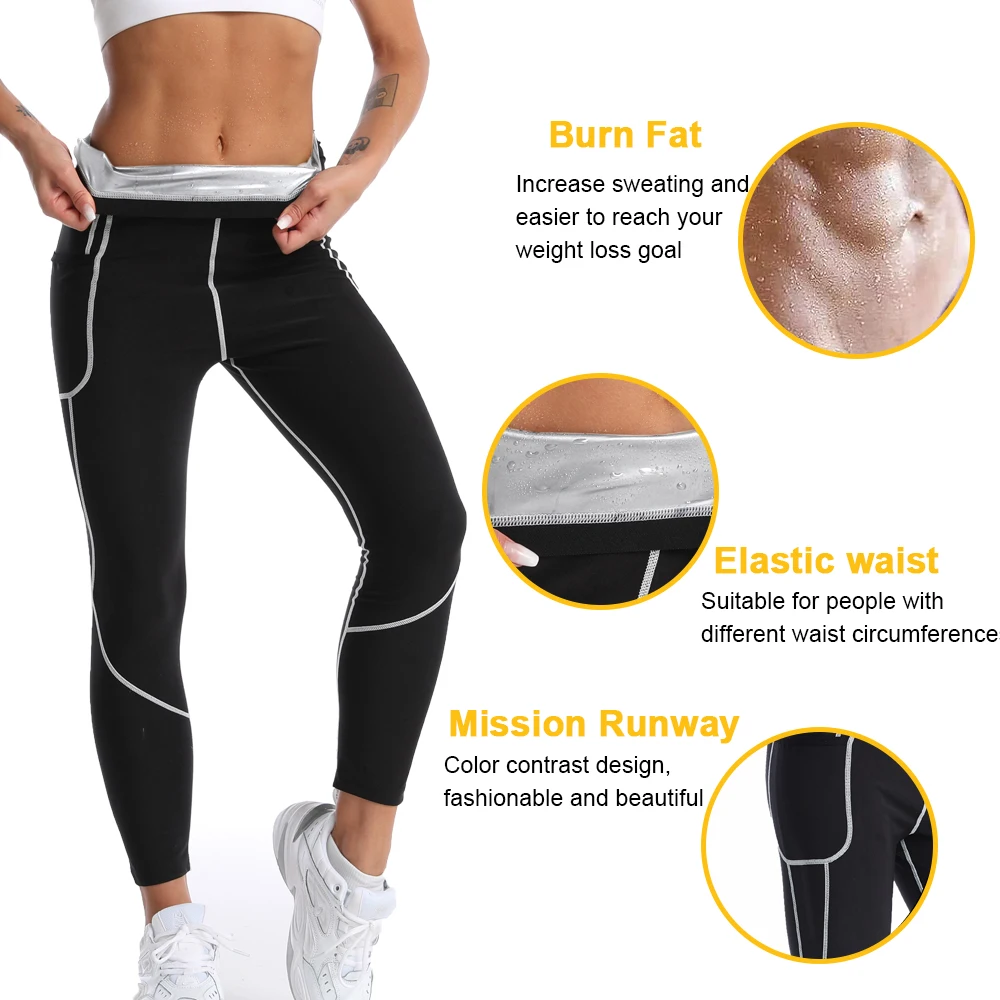 LAZAWG Sauna Suit for Women Weight Loss Sportwear Slimming Jacket Leggings Fitness Long Sleeve Trousers Fat Burner Body Shaper