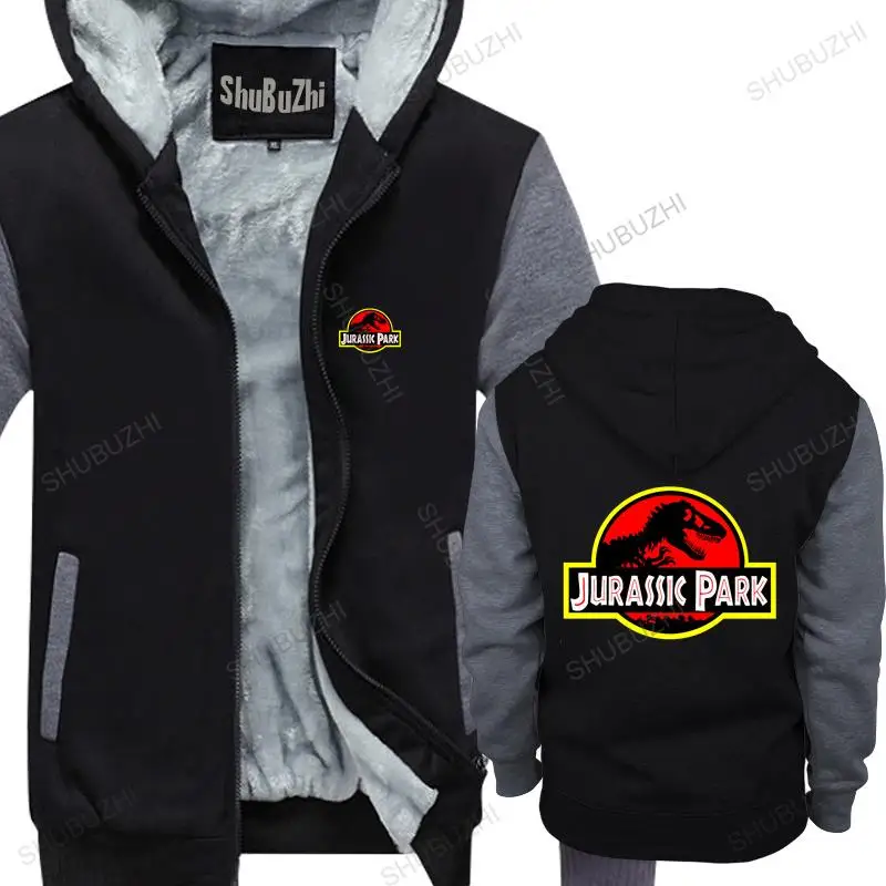 

homme cotton hoodies zipper New Jurasic Park Black Color hoodie Sizes male fashion coat brand winter hoodie warm jacket