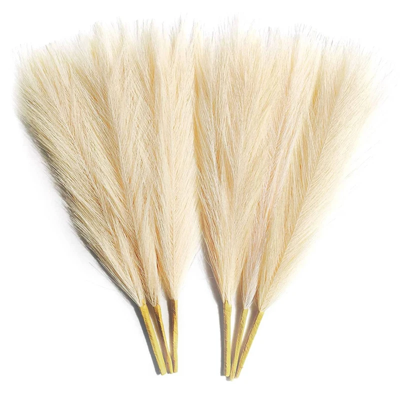 

Faux Pampas Grass - Pampas Grass Decor - 17 Inch 6 Bunches Dried Pampas Grass Small - Artificial Pampas Grass Branches