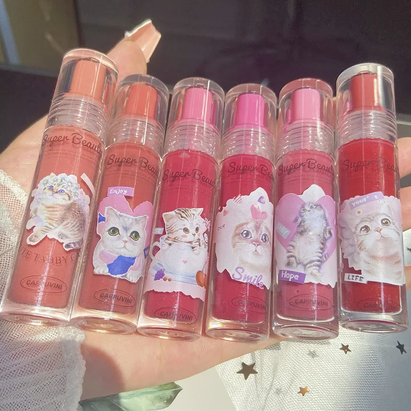 

CAPPUVINI Lipsticks Cute Cat Jelly Lip Glaze Moisturizing Lasting Sexy Mirror Lip Gloss Korean Lip Tint Beauty Makeup