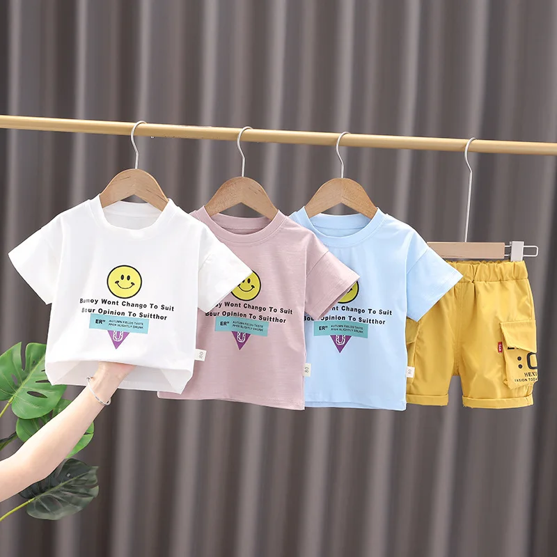 

Baby Clothes Summer New Casual Boy Clothing Set Fashion Letter Shirts+Tooling Shorts 2pcs Suit Children Clothes for Toddler Girl
