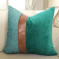 4545cm square cushion cover luxury pu leather patchwork velvet pillow case for living room sofa bed decorative throw pillowcase