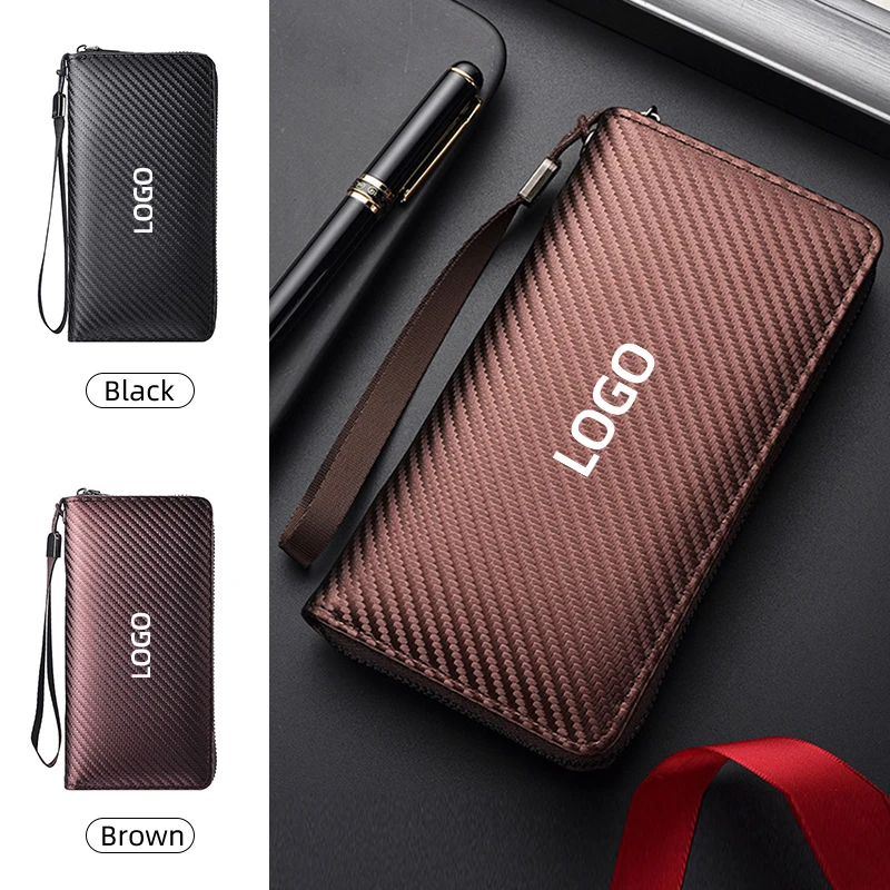 Мужской длинный бумажник с логотипом автомобиля карточка из углеродного волокна