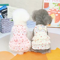 ins style strawberry layered skirt dog clothes teddy bichon pomeranian pet clothes princess skirt puppy pet dress for small dog