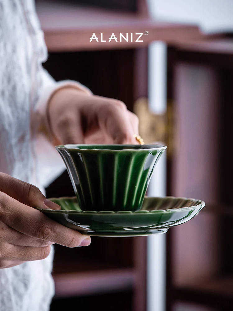 Сет чашек и блюдец в ретро-стиле для кофе "Home Tea Ceramic Kung Fu Drinking Drinkware Kitchen Dining Bar Garden on".