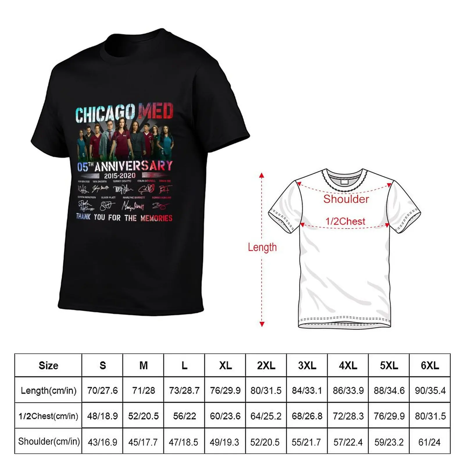 Футболка Chicago Med к 05-летнему юбилею (2015-2020) с надписью «Спасибо», летняя футболка больших размеров с коротким рукавом (art.: 3920dbe90415d) - 3920dbe90415d