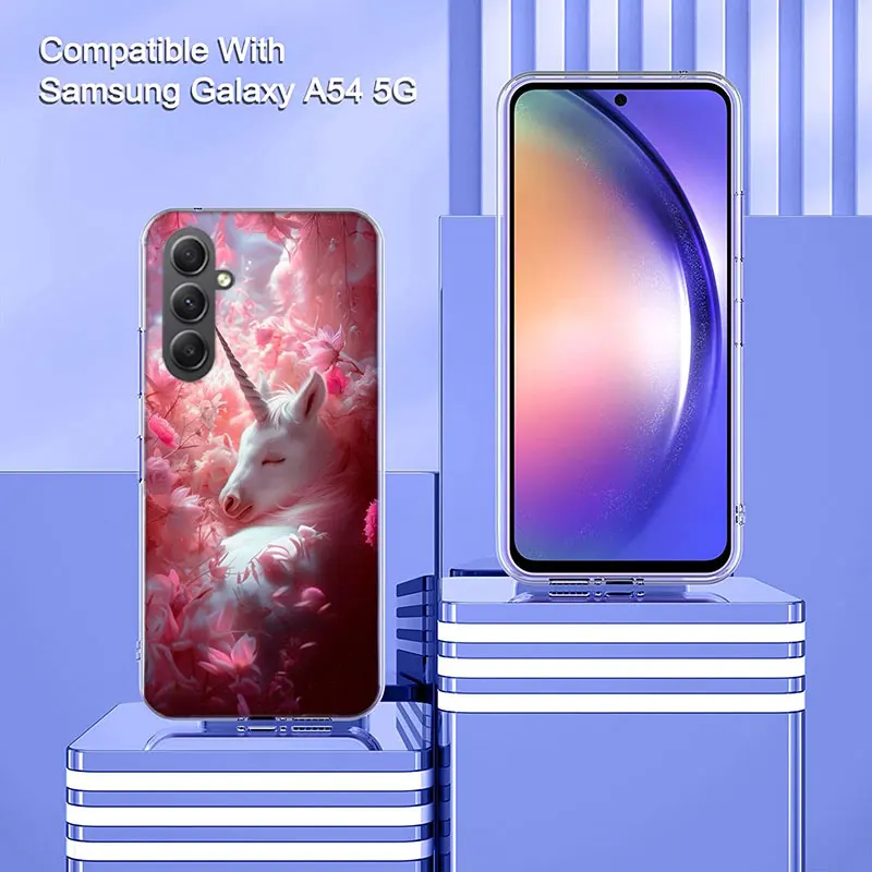 Белый детский Единорог для Samsung A54 A34 A24 A14 A53 A33 A23 A13 A52S A32 A22 A12 Phone Galaxy A03 A0