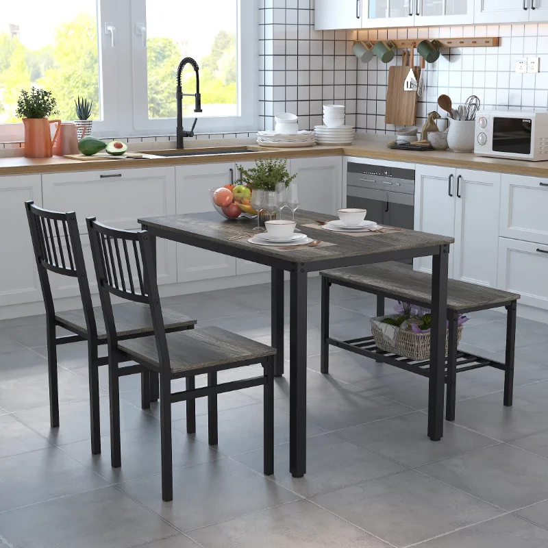 

Gezen Dining Table Set with 2 Chairs and a Bench, Rectangular Console Table Side Table with Storage for Home Kitchen