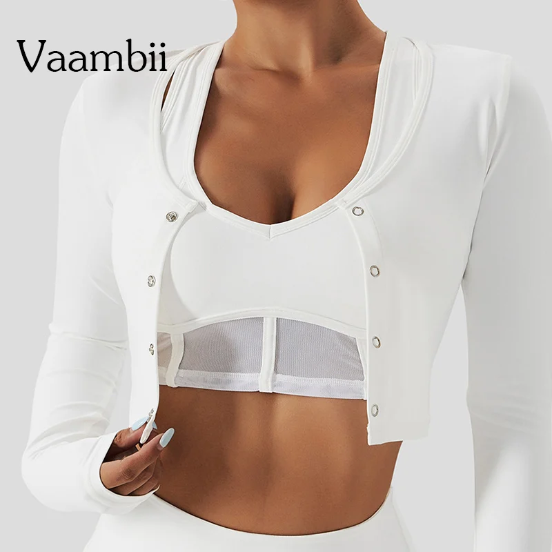 

Female Fitness Long Sleeve Crop Yoga Top Jacket Women Seamless Workout Gym T-shirt Coats Workout Clothes Woman Active Wear