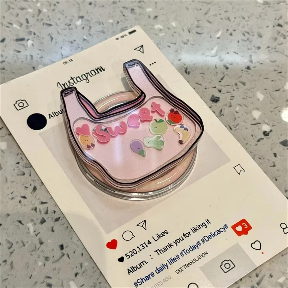 Фото Корейская милая розовая сумка Fruit Shake Rock для Magsafe Griptok, держатель для телефона, кольцо, подставка для пальцев, поддержка IPhone, Samsung, Girl Bracke №3