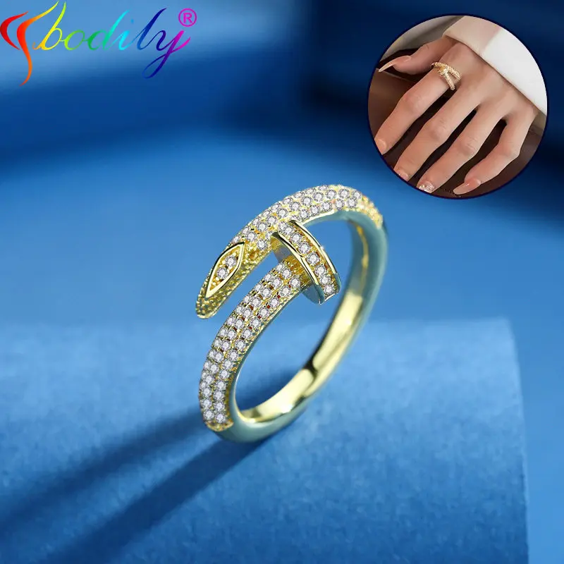 

Korea Fashion Jewelry Exquisite 14K Real Gold Plated AAA Zircon Ring Elegant Women's Opening Adjustable Wedding Gift