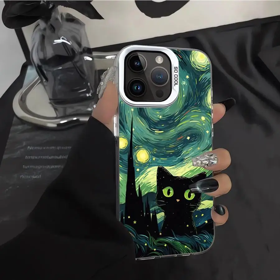 Фото Чехол для телефона Van Gogh Art Cat для iPhone 14 15 16 Plus 16e 11 12 13 Pro Max 17 Air Soft Shell №2