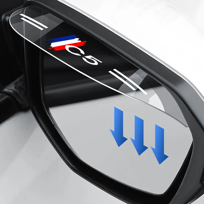 

2Pcs Car Side Rear View Mirror For Citroen C5 Logo Rain Eyebrow Visor Rain Shield Mirror Clear Waterproof Snow Accessories