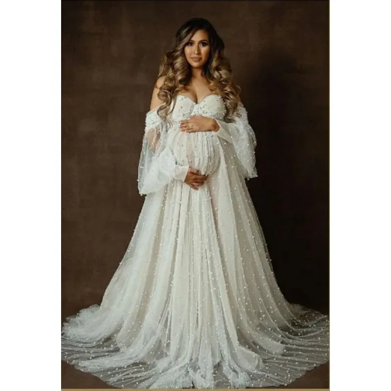 Реквизит для фотосессии беременных платье плотная жемчужно-белая пряжа одежда